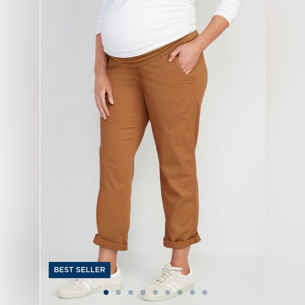 Maternity Rollover-Waist Chino Pants in Sisal, XS